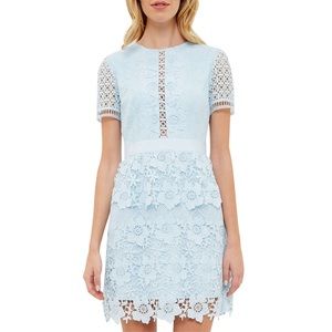TED BAKER DIXA Layered Lace Skater Dress Blue 0